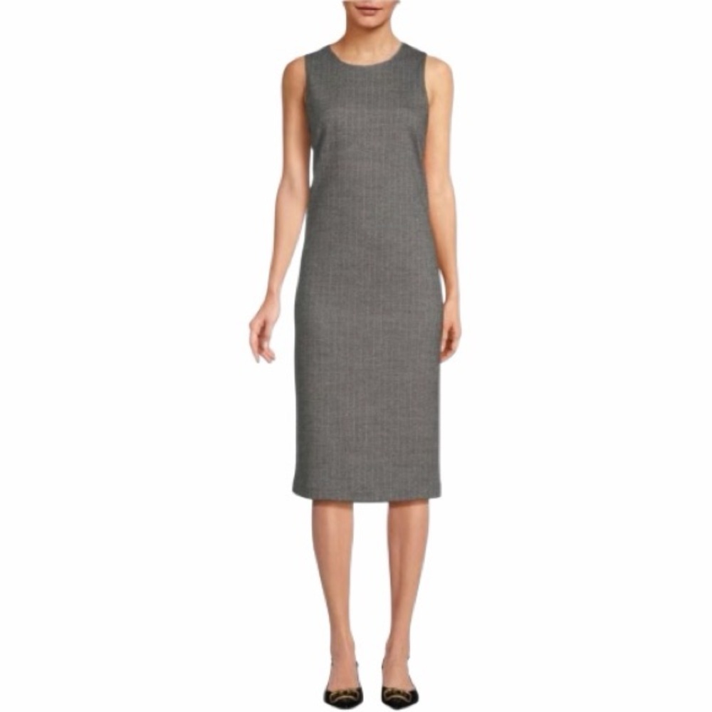 J.McLaughlin Gray Wool Blend Striped Murphy Shift Dress Size 6 Work‎ Career
